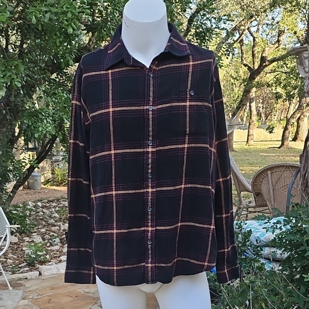 The Normal Brand Soft 100% Cotton Flannel Black Rust Plaid XL